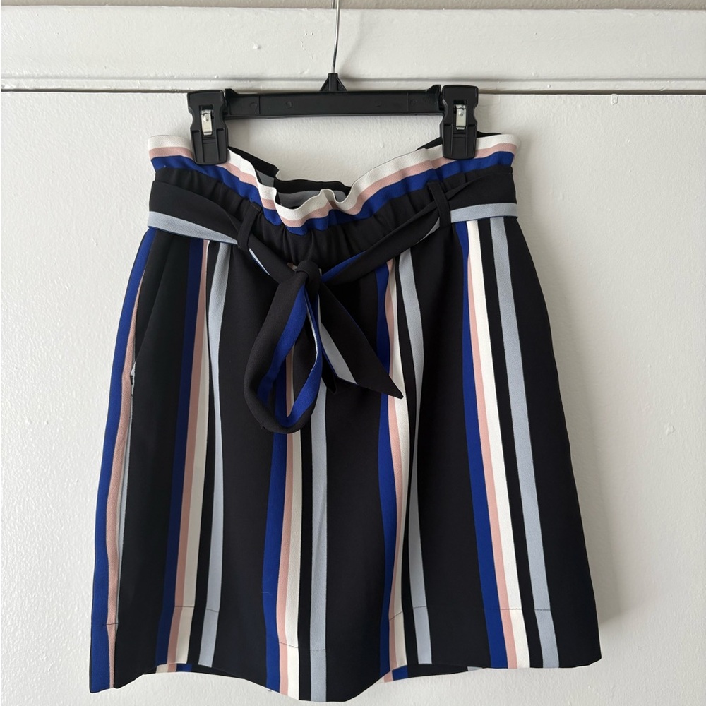 Express Striped Skirt with Tie Belt and Pockets